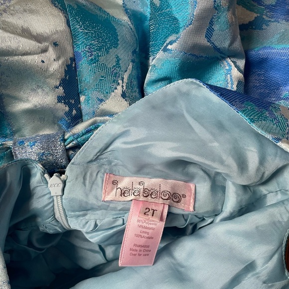 Halabaloo blue watercolor print dress back bow - Picture 6 of 15